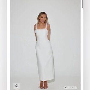 ODD MUSE WHITE PEARL STRAP MIDI DRESS